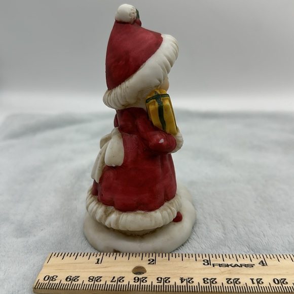 Porcelain Little Girl Dressed For Christmas with Present & White Puppy - Picture 2 of 6